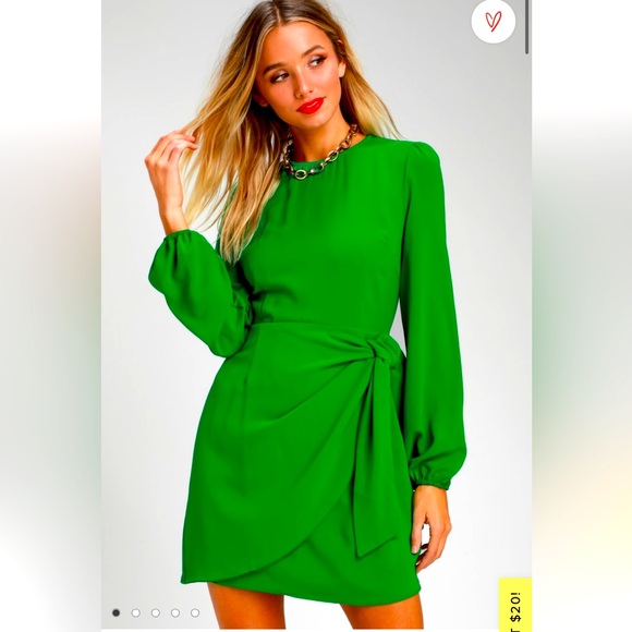 NWT Lulus Believe It or Knot Long Sleeve Tie-Front Skater Dress - Picture 1 of 4